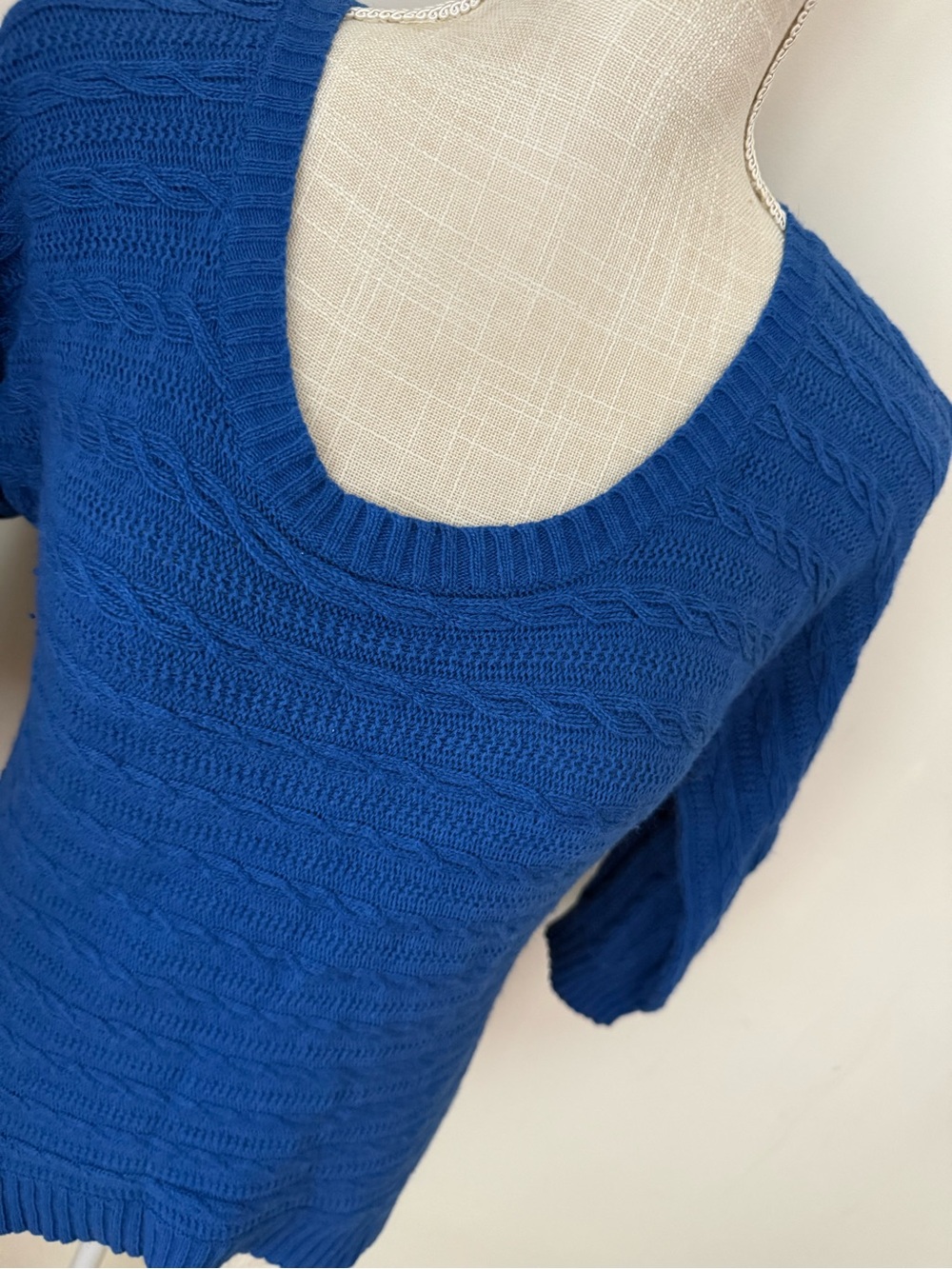 Mossimo Supply Co. Royal Blue Scoop Neck Cable Knit Sweater - Picture 4 of 9